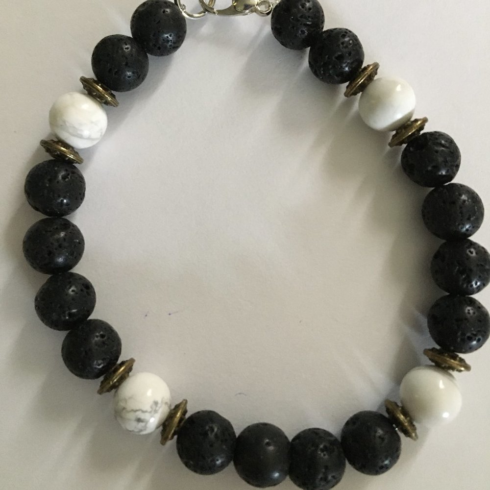 White Marble With Lava Beads (A8)